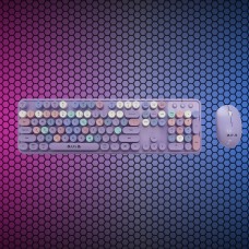 Клавиатура и мышь беспроводные, Aula AC306 Barbara, лиловый+разноцветный